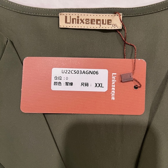 NWT Women’s Olive Green Chiffon Blouse - Picture 3 of 4